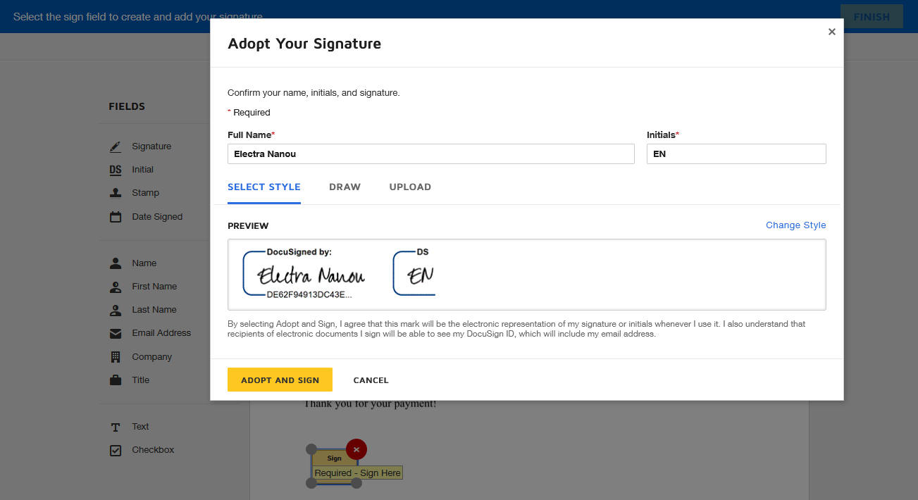 docusign adopt your signature - Come firmare un documento online