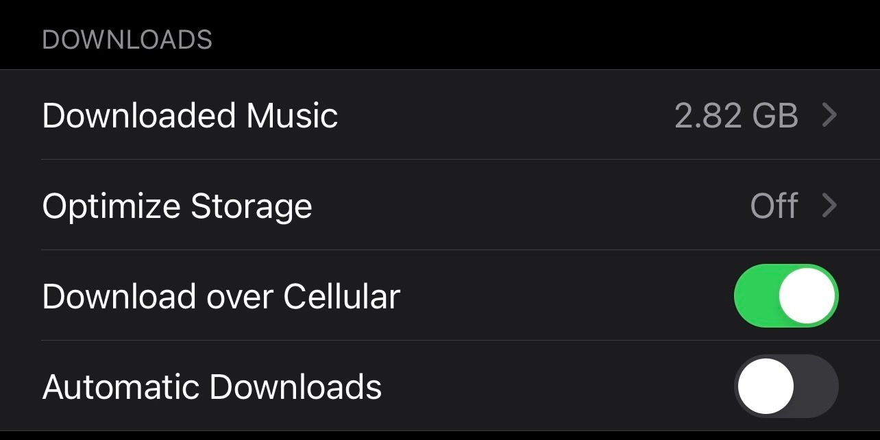 Music setting for downloading music using cellular data