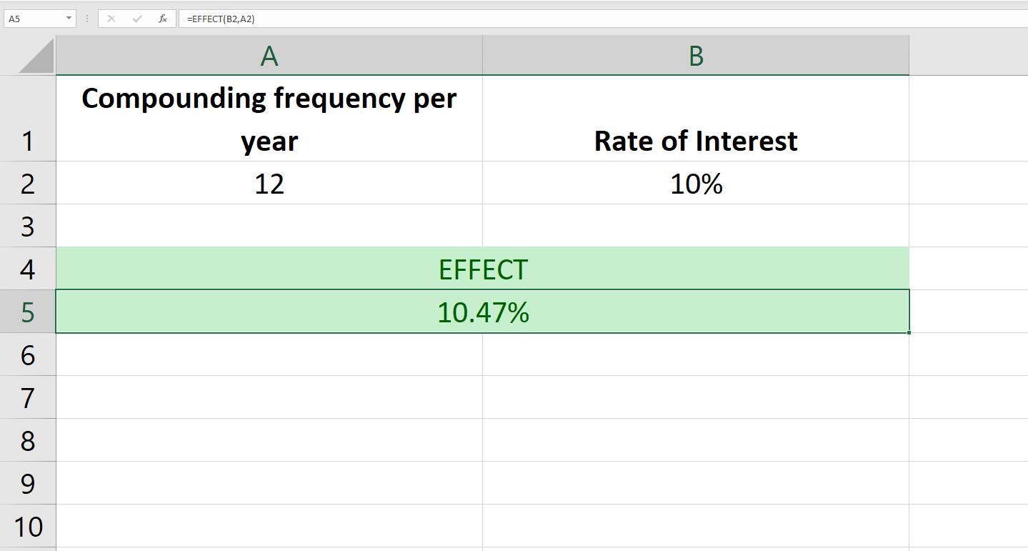 EFFECT function in excel