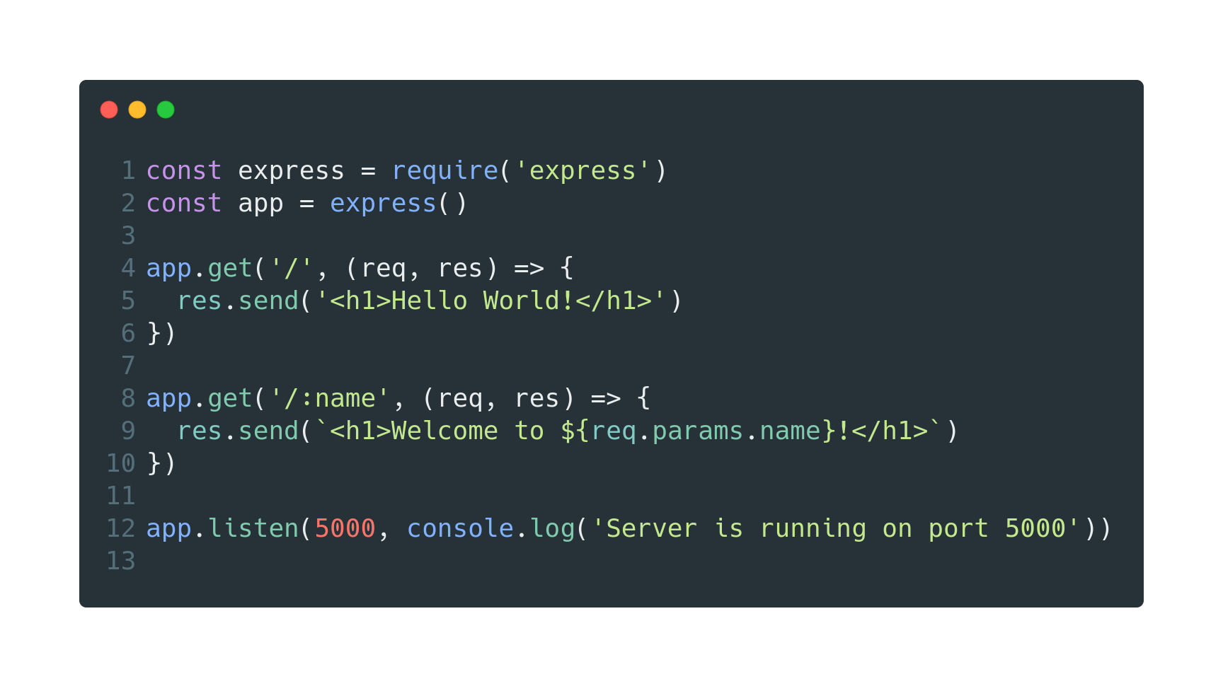 ExpressJS code for web server