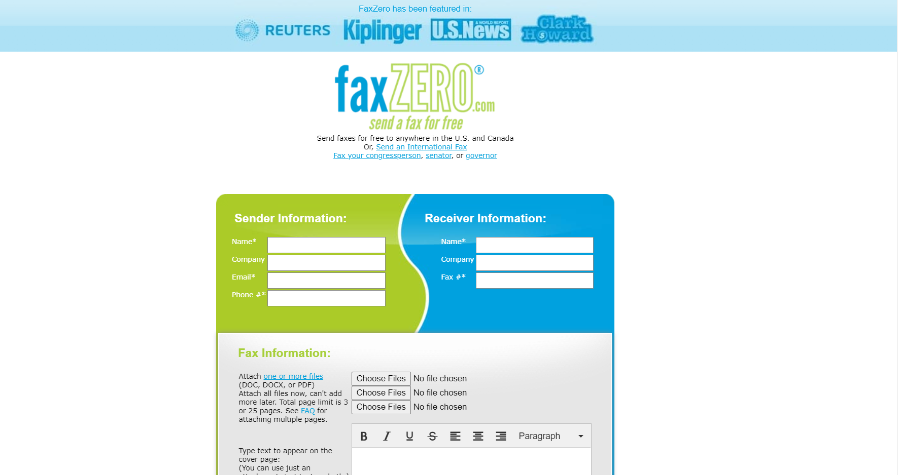 faxzero main page - Come inviare un fax gratuitamente dal tuo computer