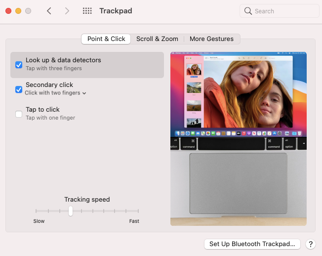 macOS trackpad speed preferences