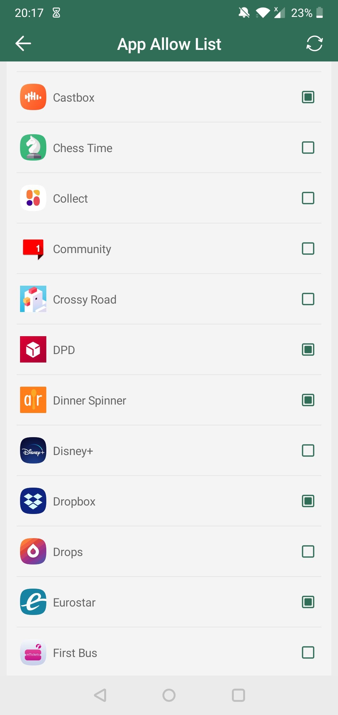 The "Allow List" feature on Forest for Android