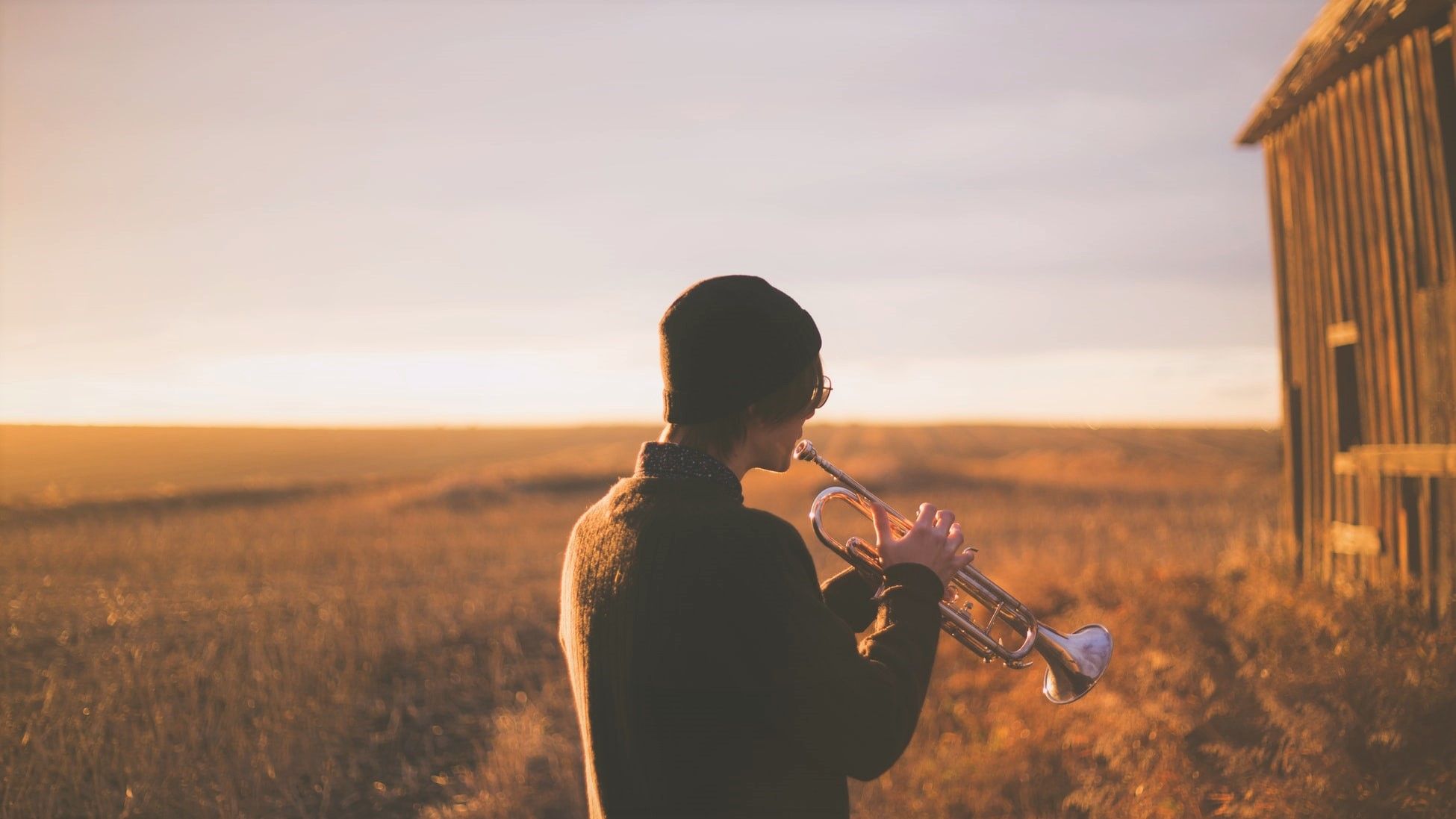 Golden Hour Person With Trumpet