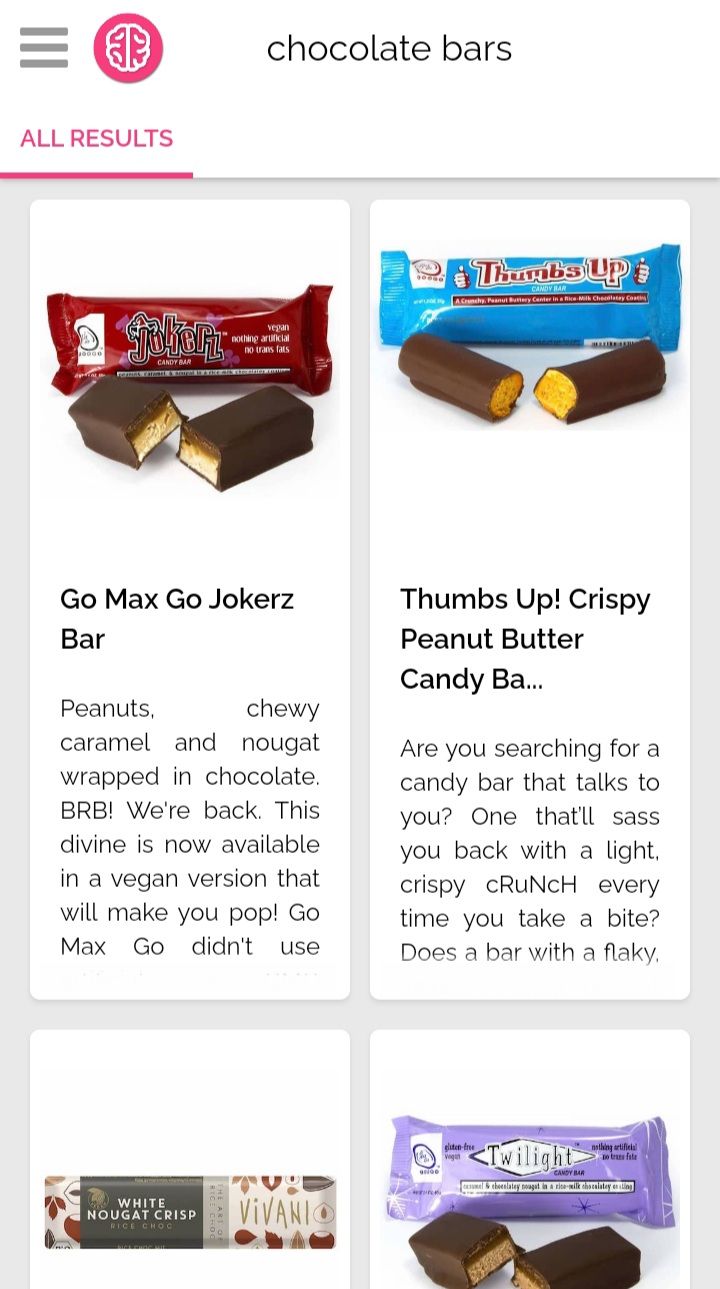 gonutsss chocolate search screenshot