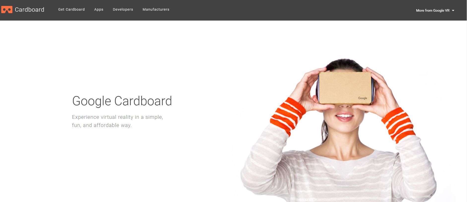 Google Cardboard homepage
