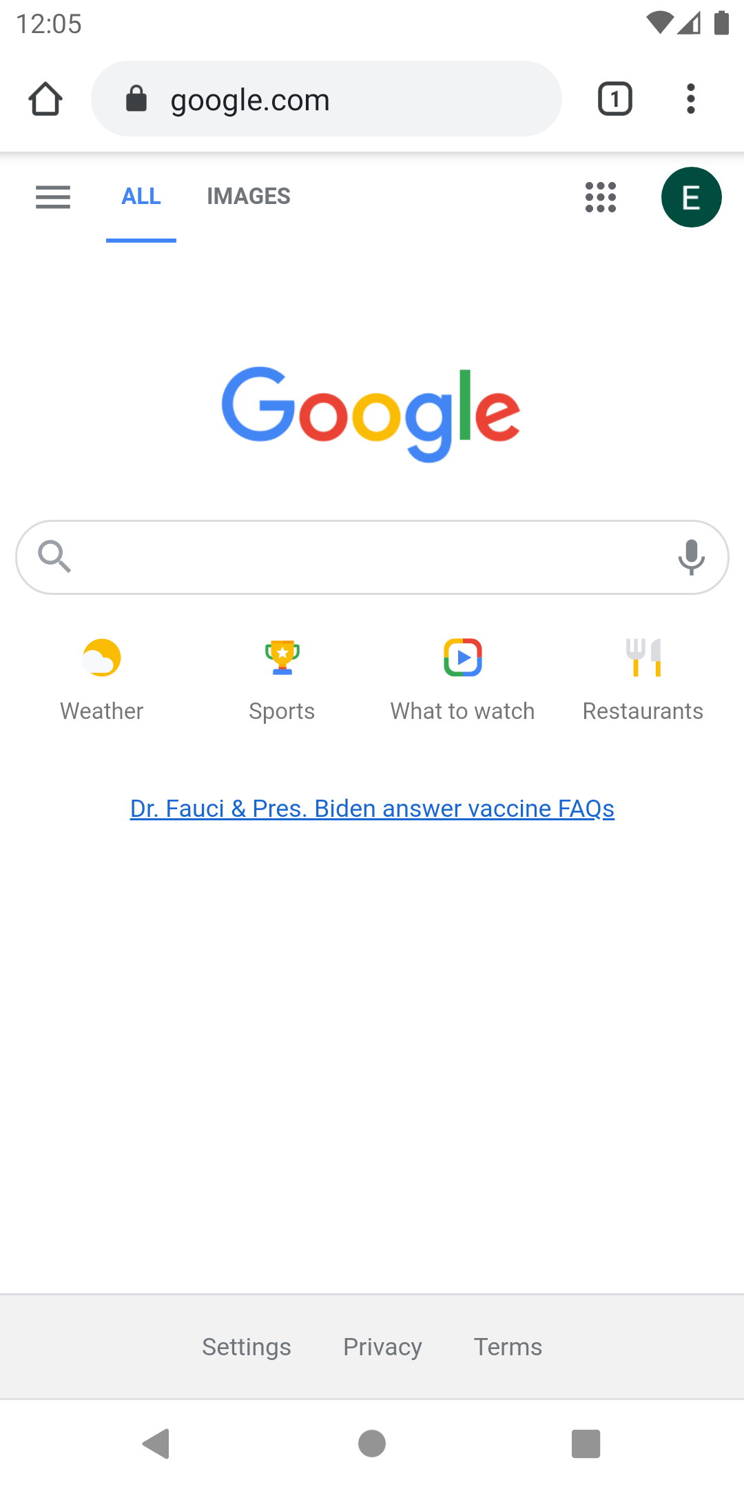 Google on a mobile device