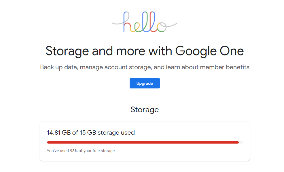 Google One storage tool