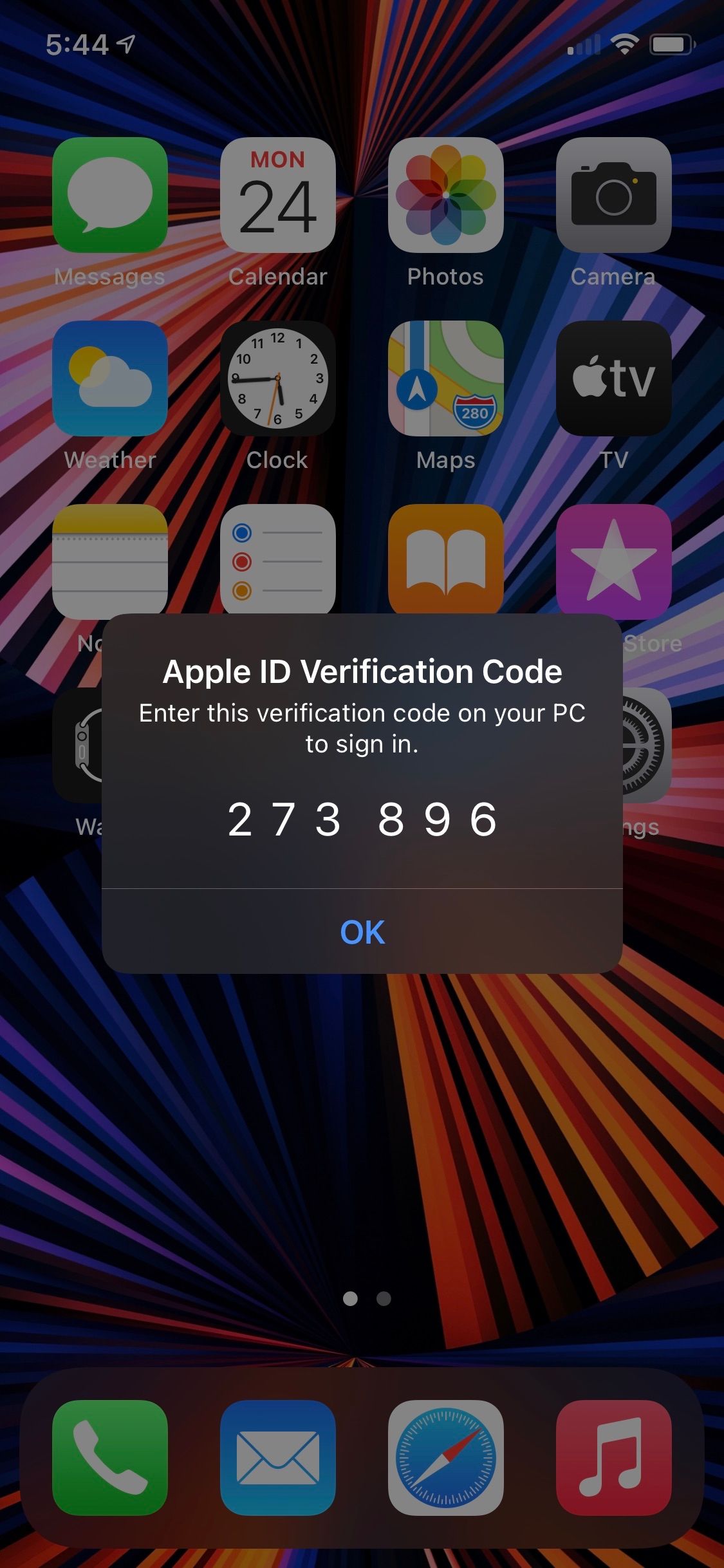 Verification code to approve iCloud