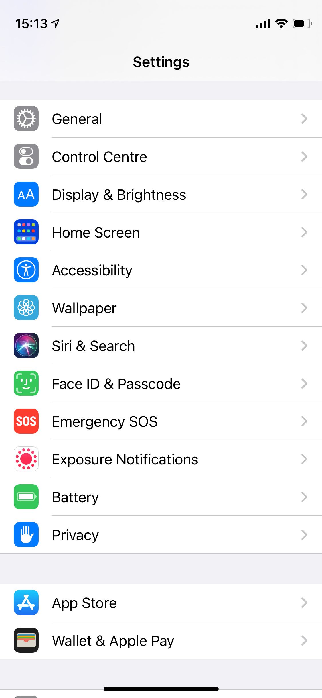 iPhone Settings in Light Mode
