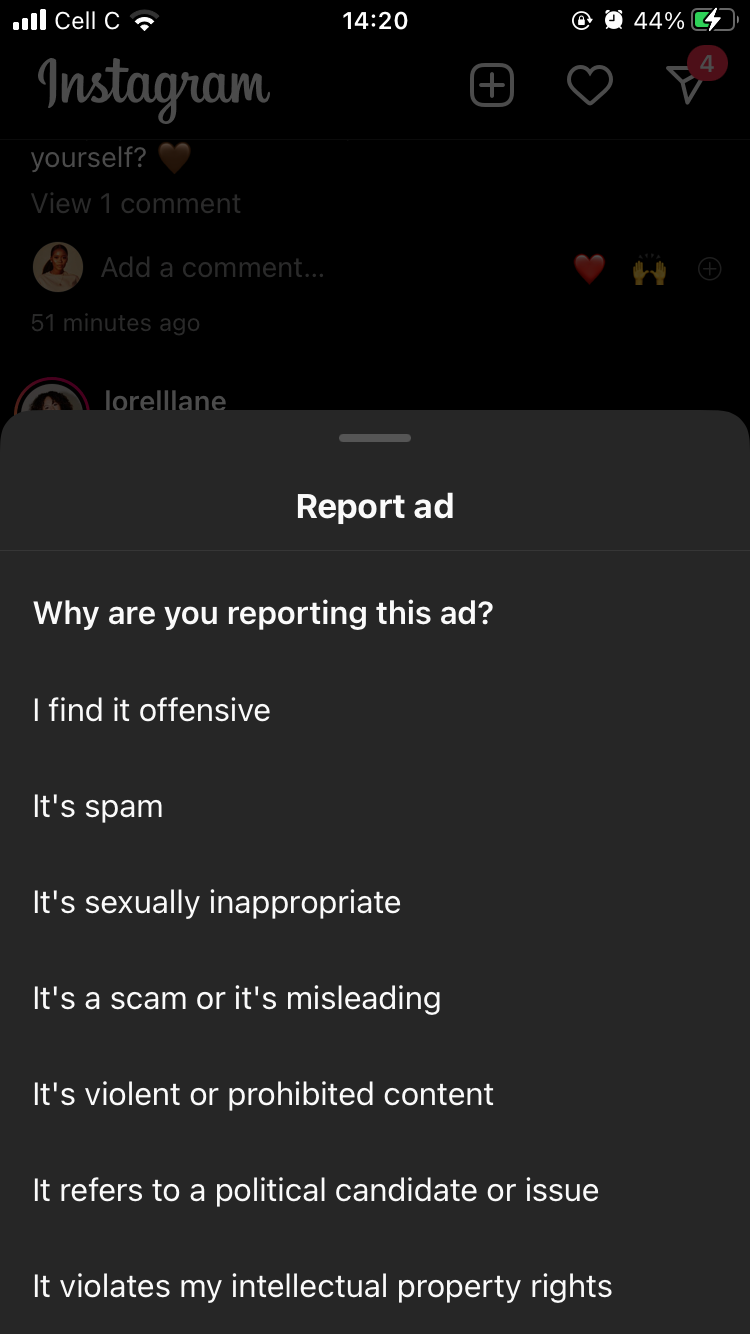 report ads reasons
