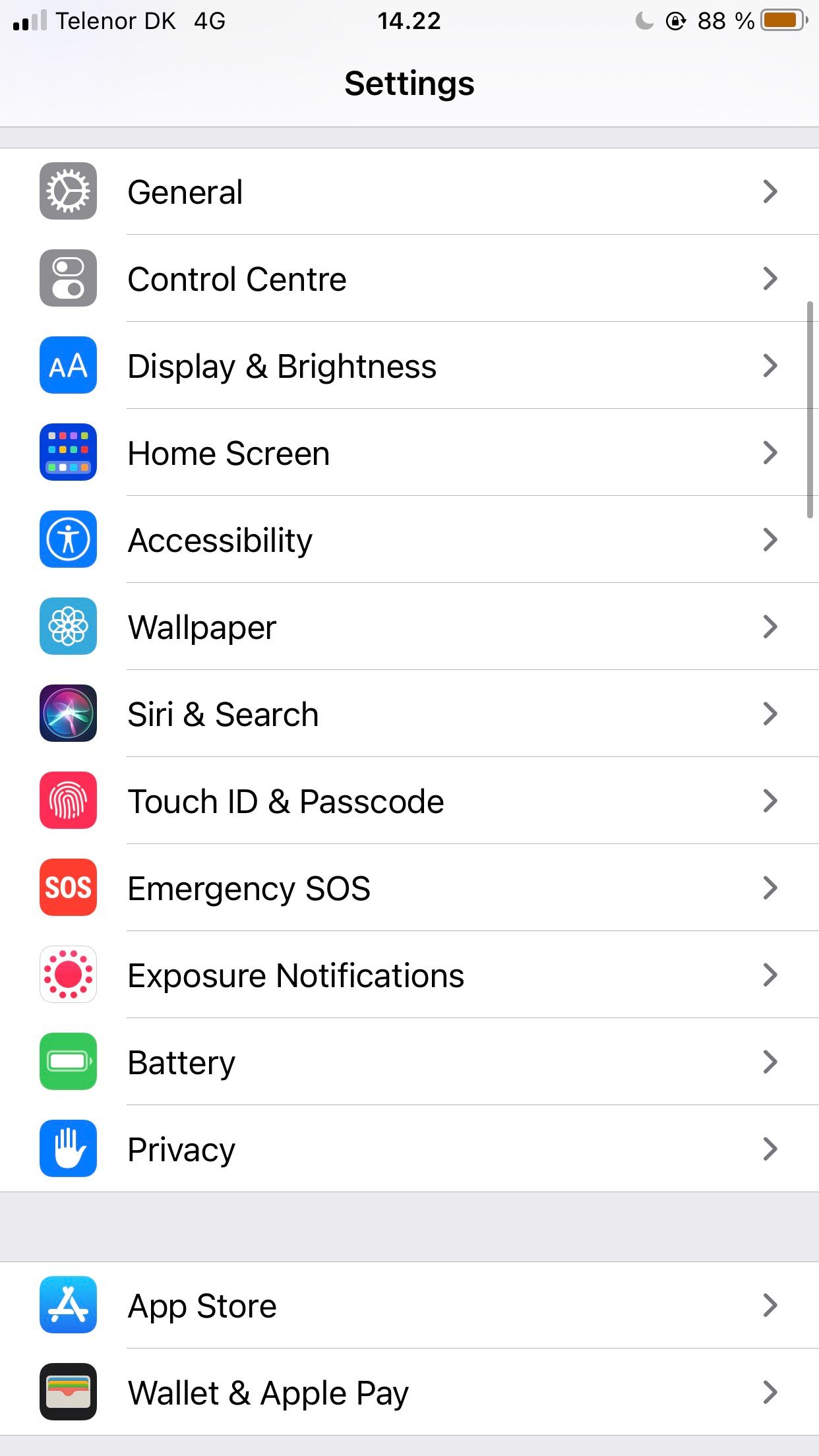 screenshot for iphone settings