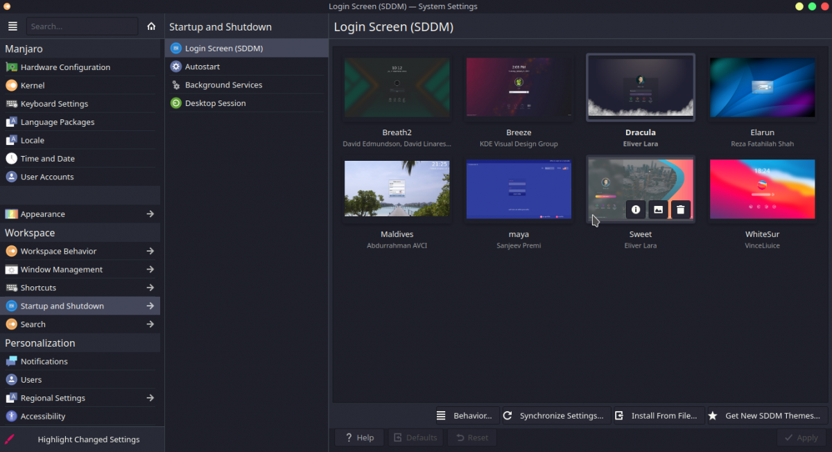 KDE Login (SDDM) Settings