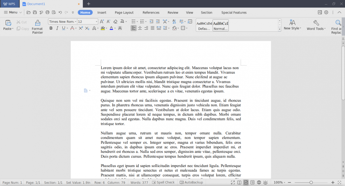 Editing a Document With WPS Writer 2019 For Linux