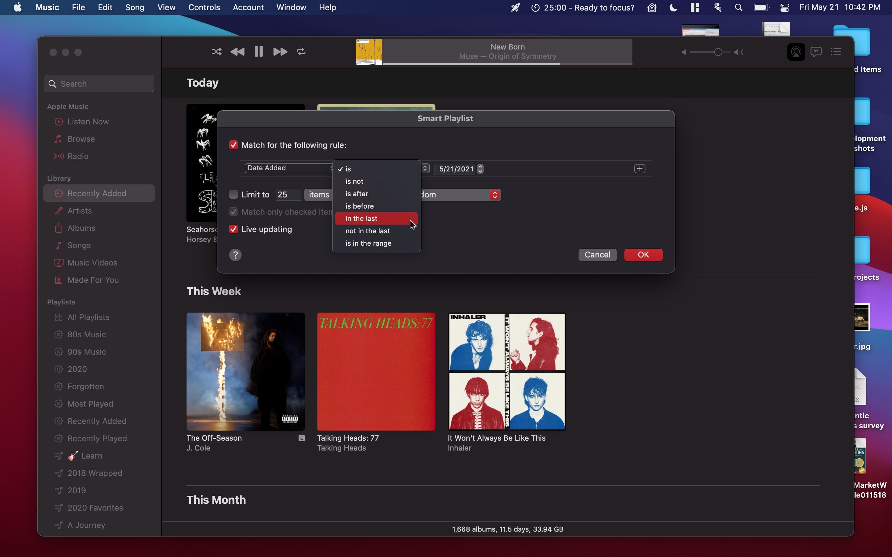 Configure a smart playlist in macOS Music