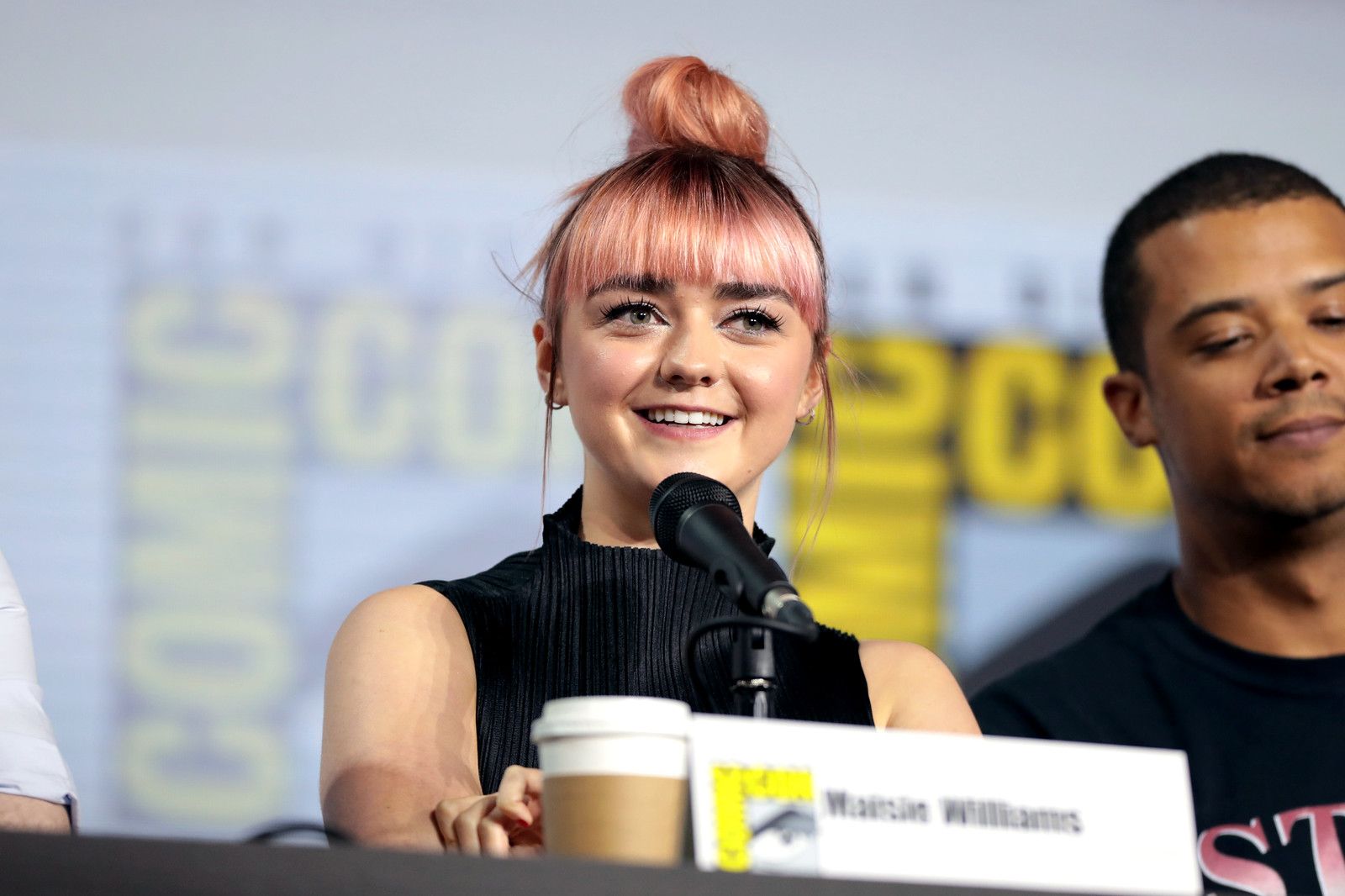 Maisie Williams speaking at the 2019 San Diego Comic Con International, for "Game of Thrones", at the San Diego Convention Center in San Diego, California
