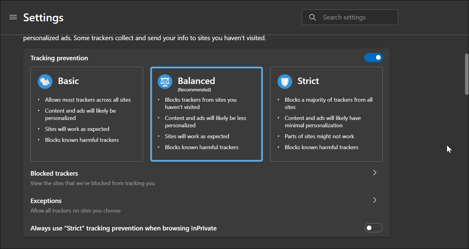 Edge tracking prevention