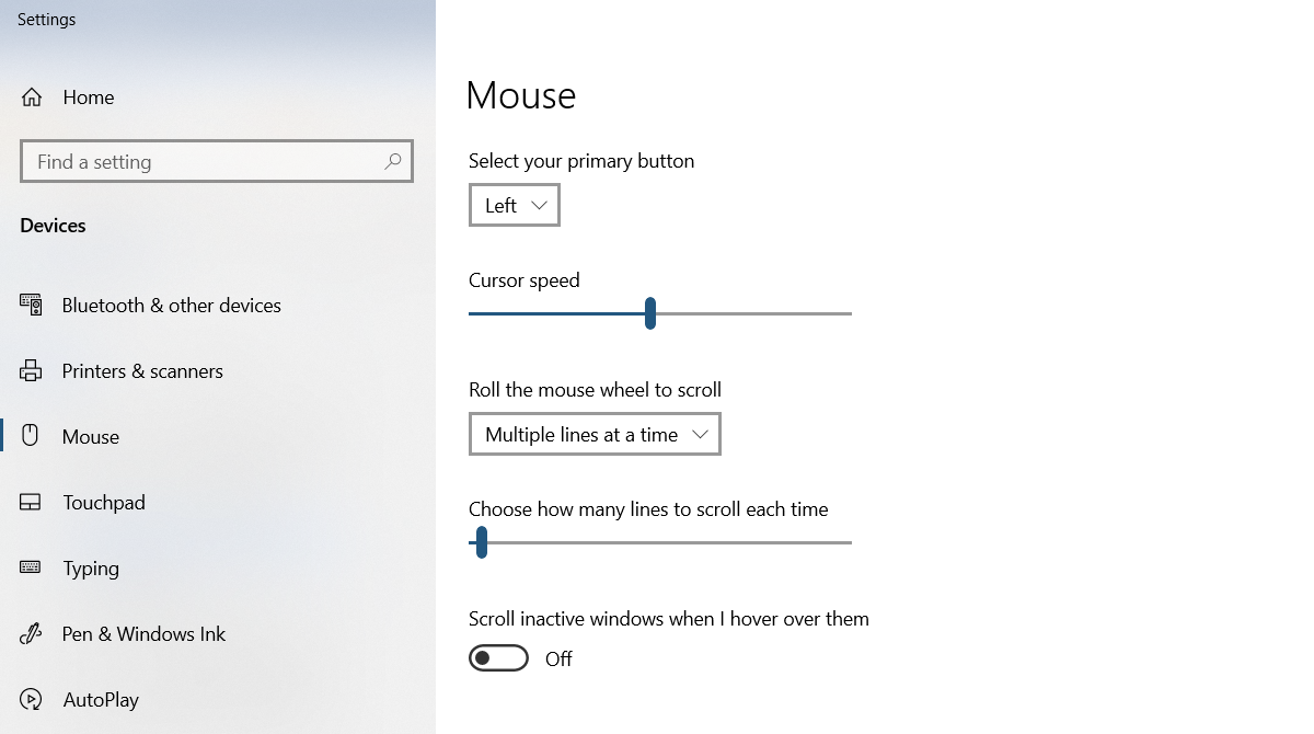 Adjust the mouse scroll wheel