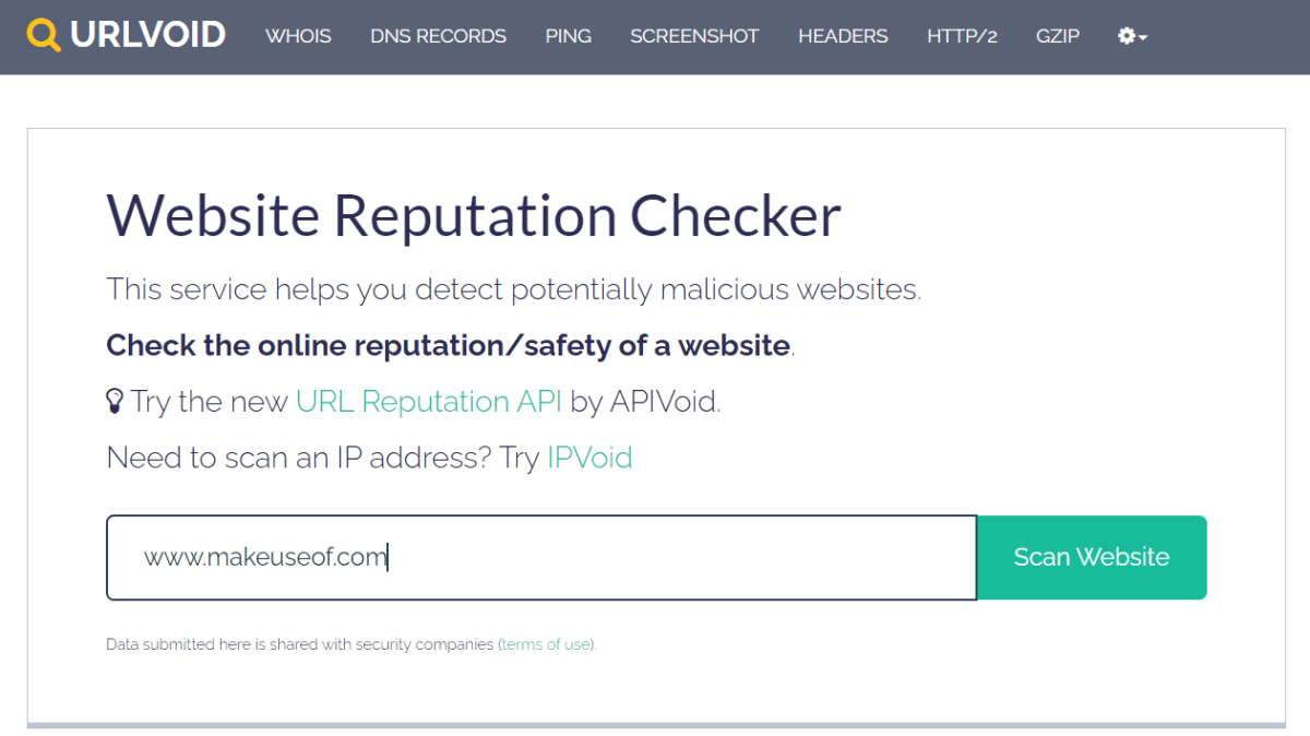 muo security link check urlvoid - 7 siti rapidi che ti consentono di verificare se un collegamento è sicuro