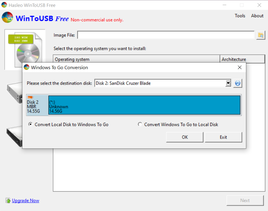 Windows to Go HDD conversion