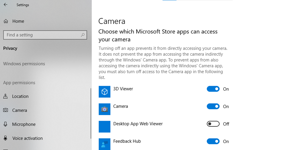 privacy settings 1 - 4 suggerimenti rapidi per modificare le impostazioni della webcam in Windows 10