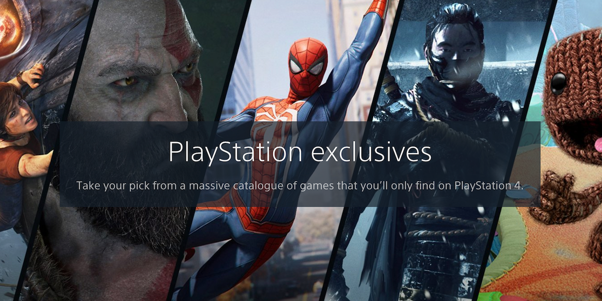 A banner showcasing PS4 exclusives