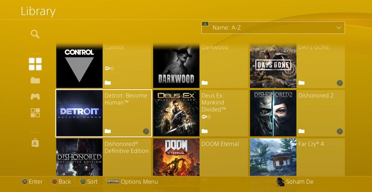 A PS4 game library