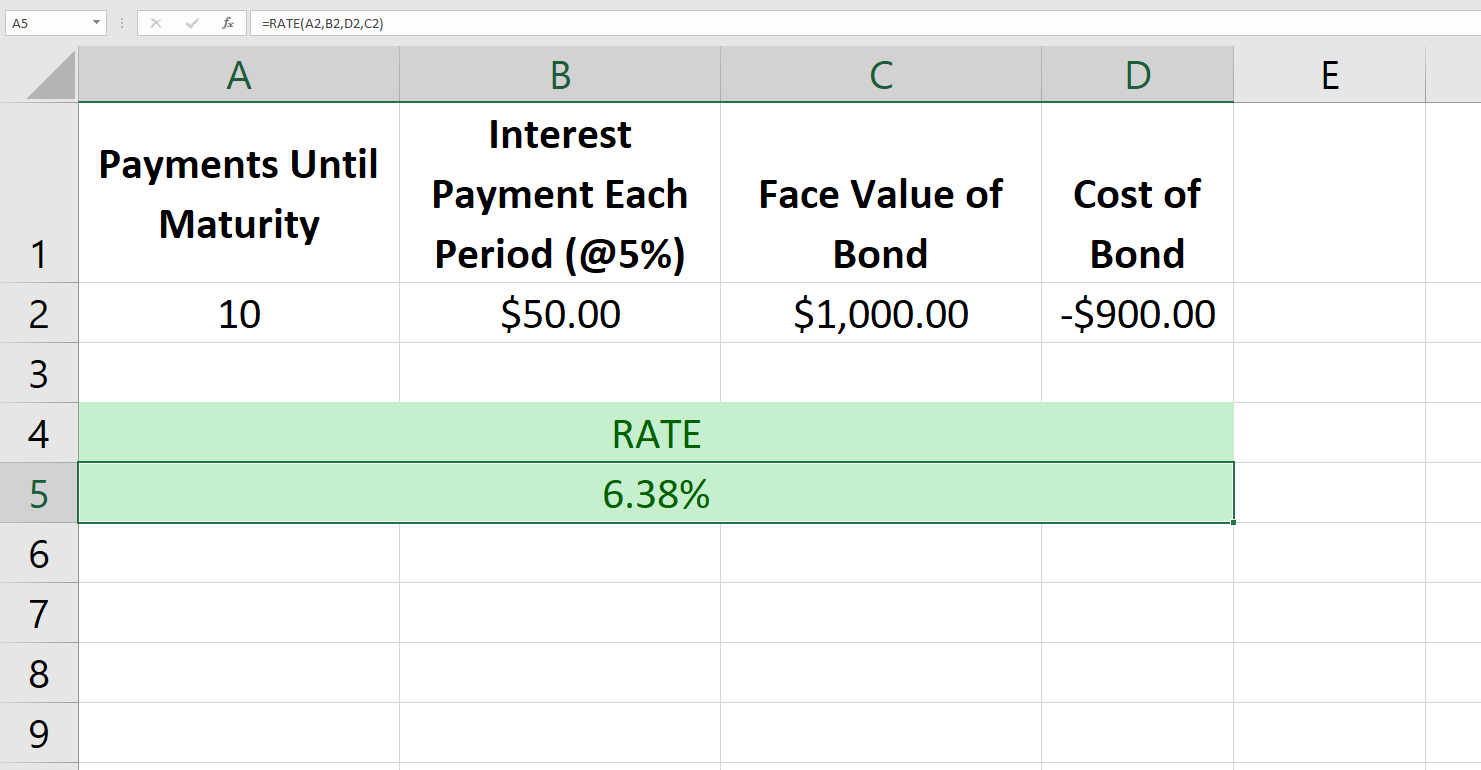 RATE function in excel