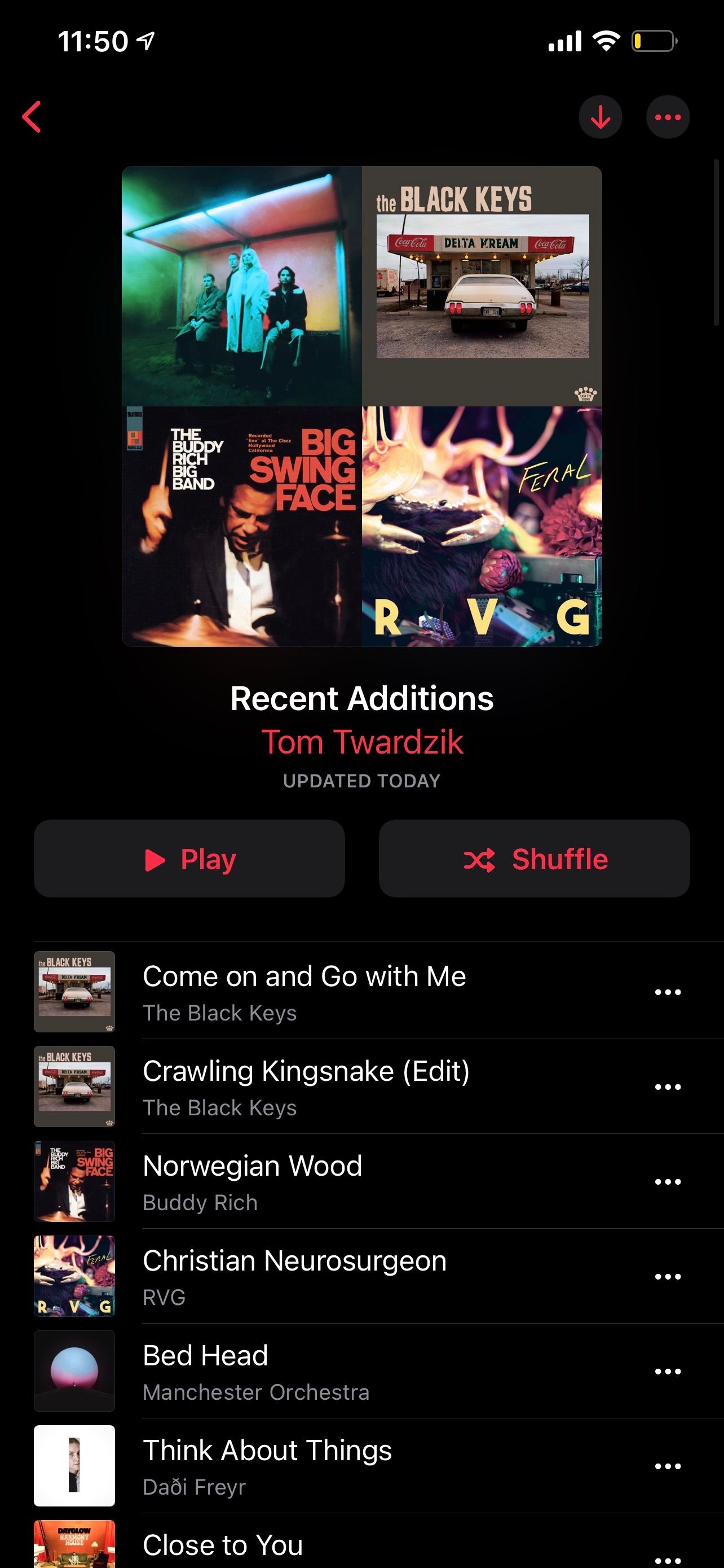 Recent additions playlist in Music app