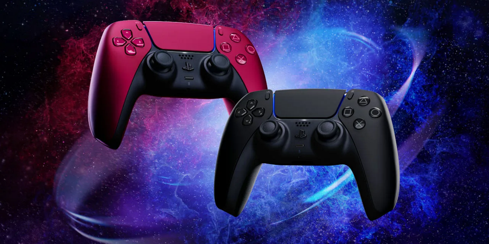 red and black ps5 controllers