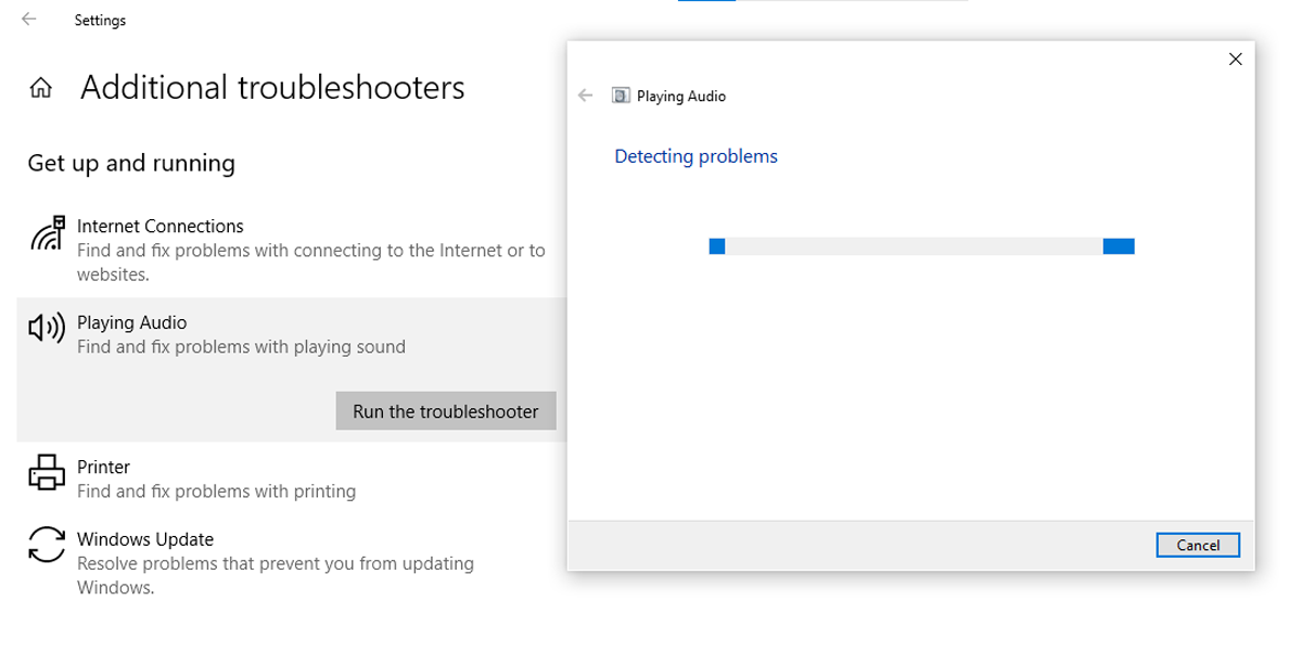 Troubleshooting audio in Windows 10