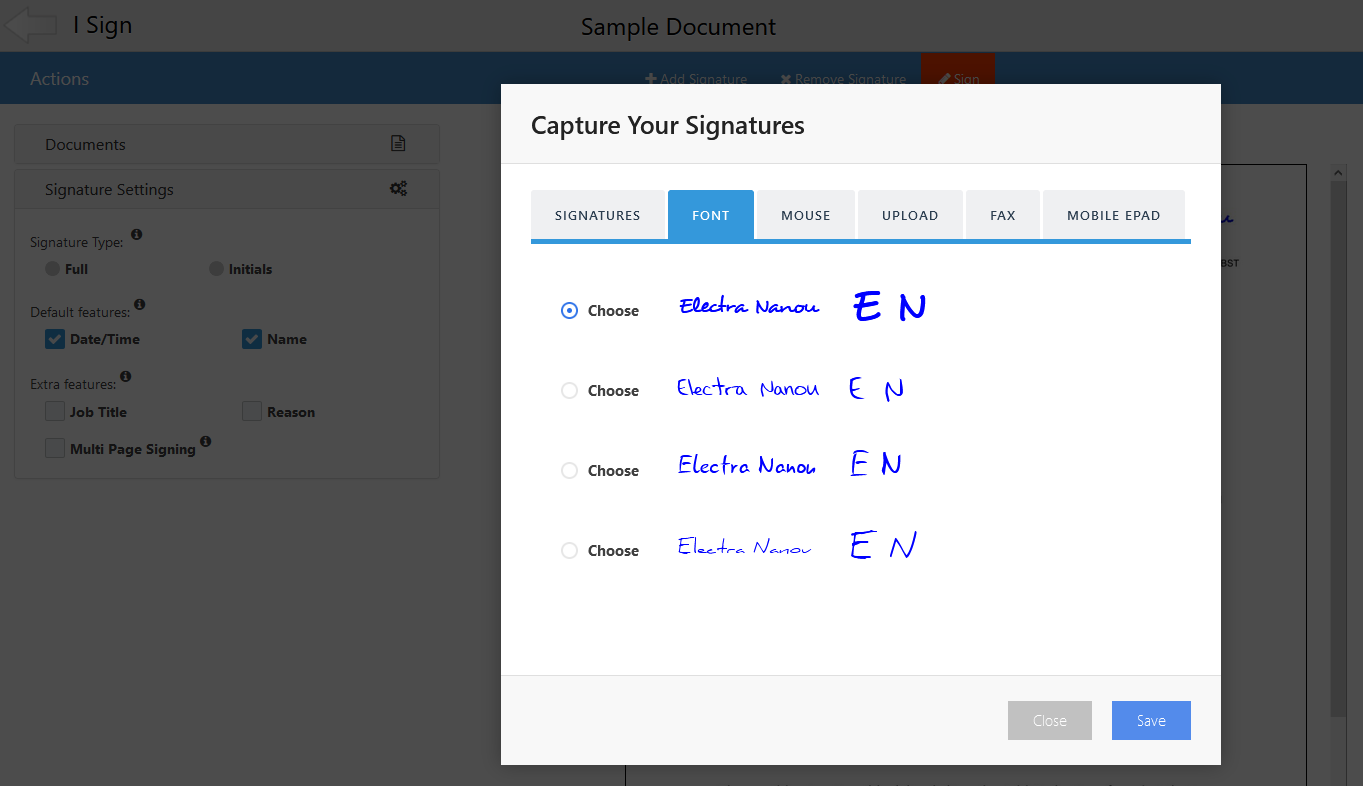 Secured Signing Capture Signature