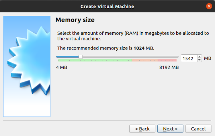 setting memory size in virtual box