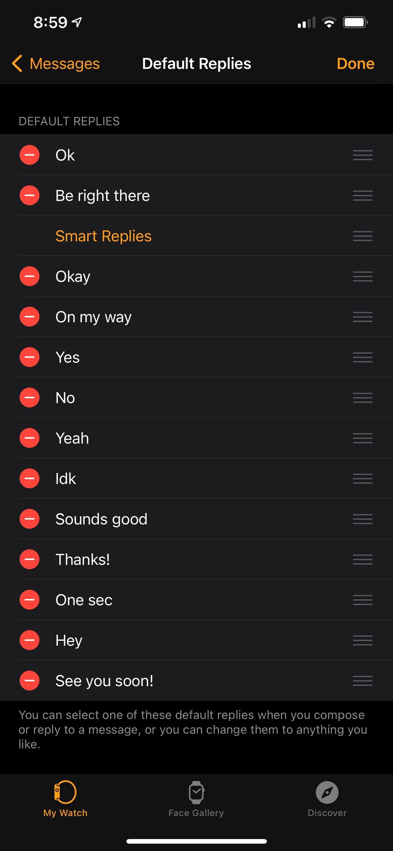 Smart Replies moved down in list of options