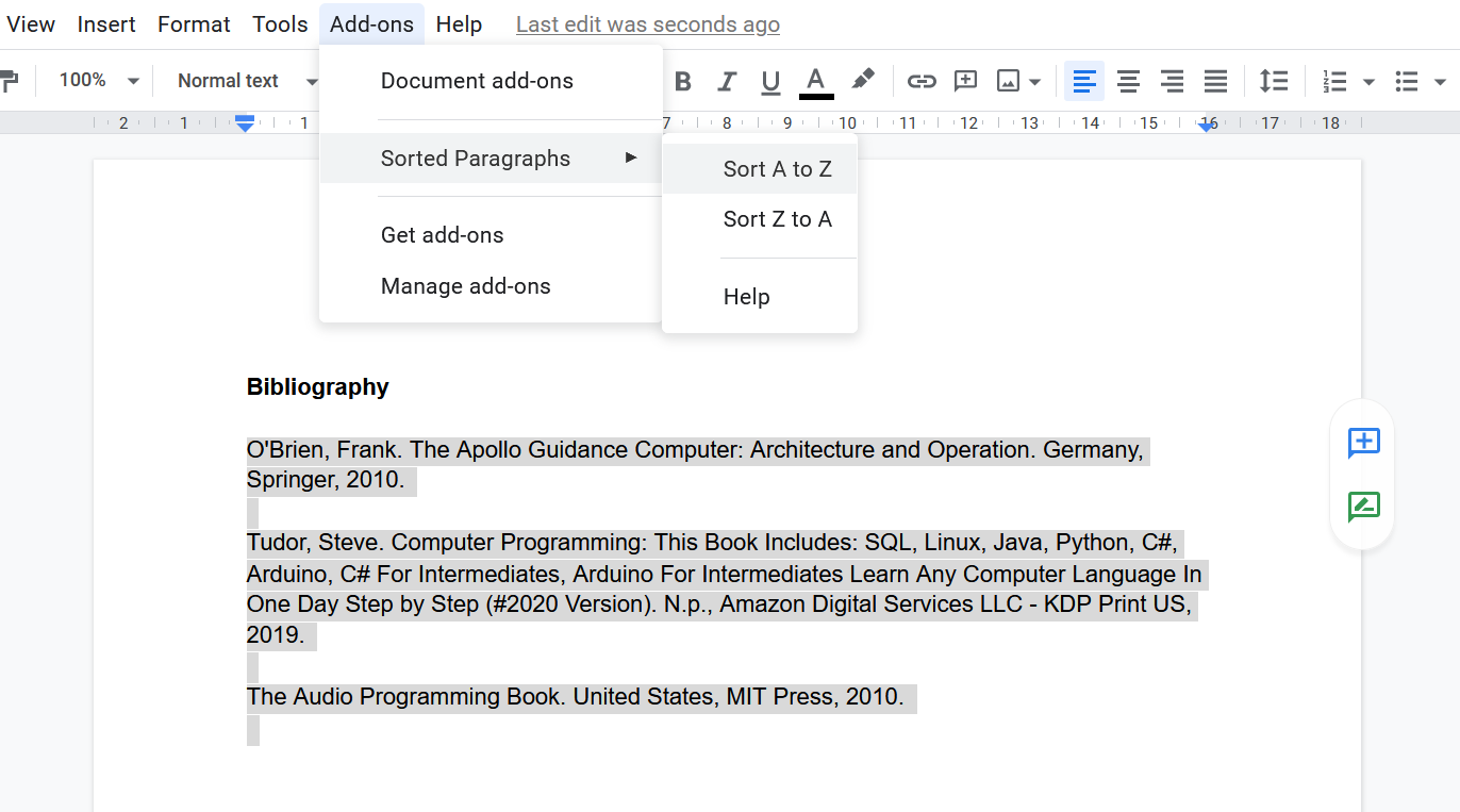 sorted paragraphs google docs add on steps - 8 componenti aggiuntivi di Google Documenti per migliorare la tua citazione e la tua bibliografia