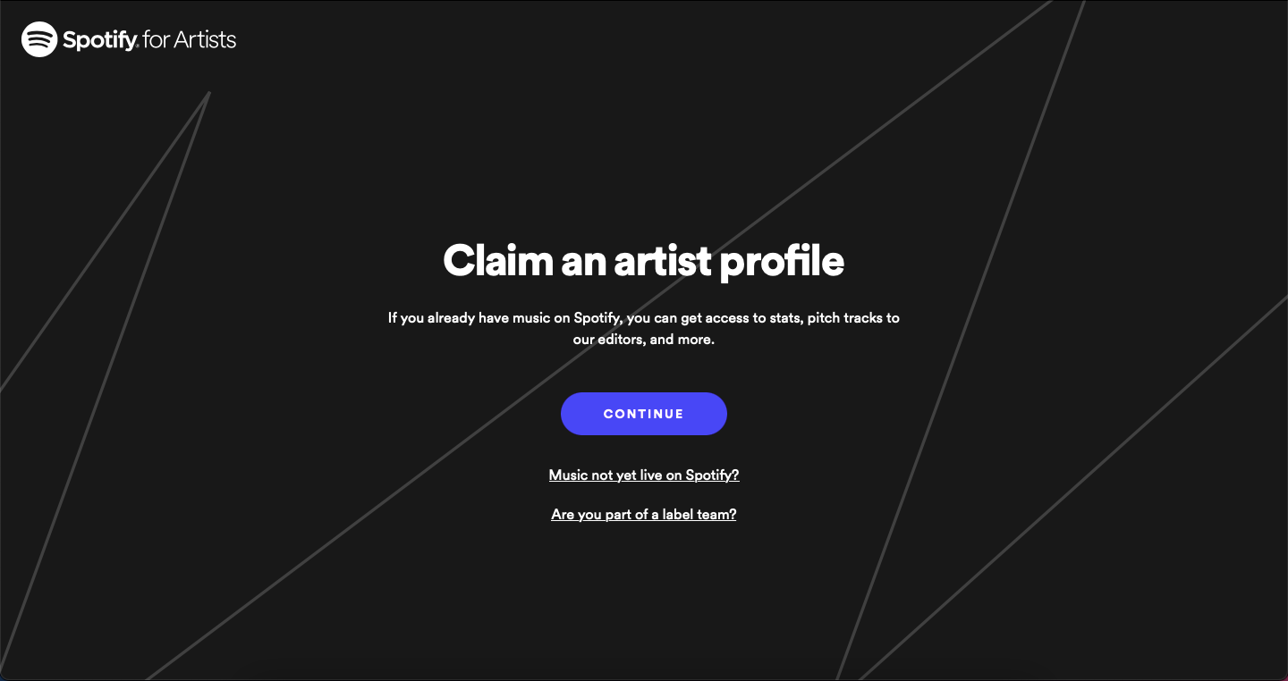 spotify screenshot for claiming profile page