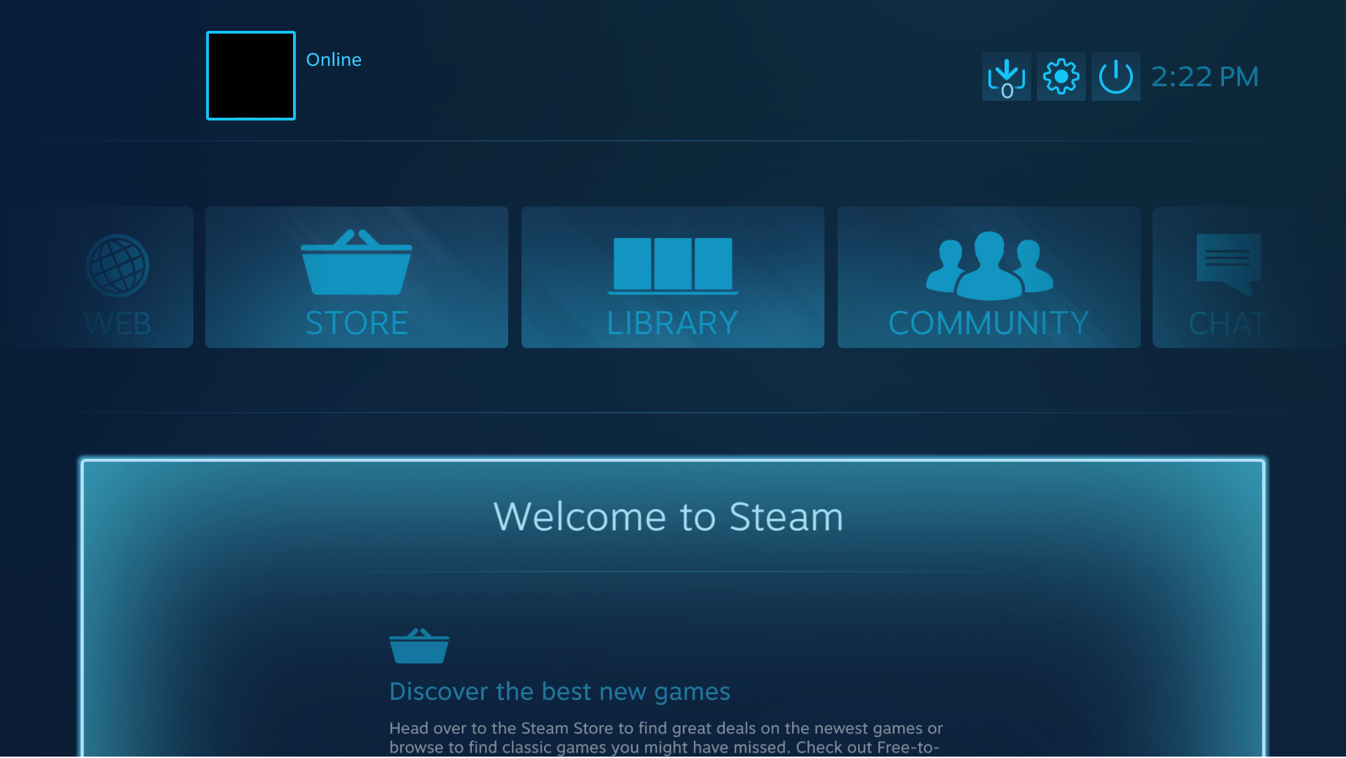Steam Big Picture Mode Homescreen