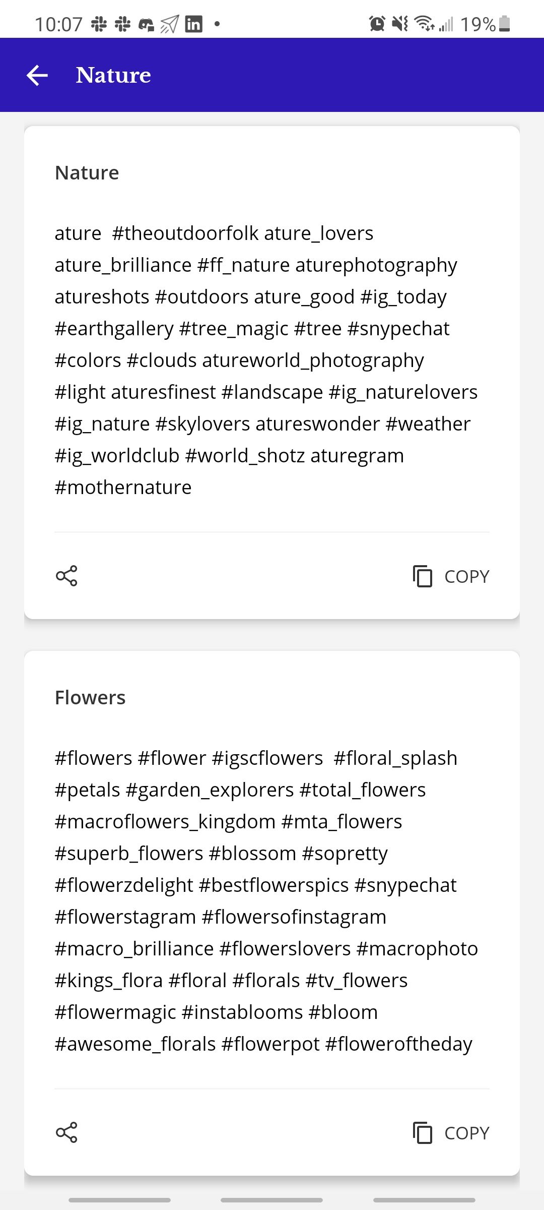 tagwag app examples of hashtags related to nature