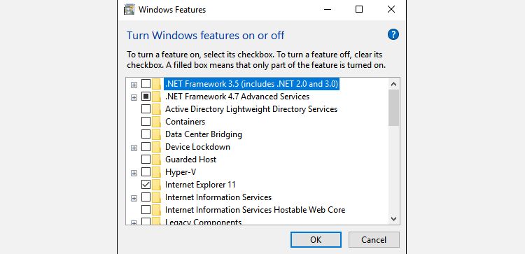 turn windows features on or off net framework - Come risolvere il codice di errore 0x800F081F in Windows 10