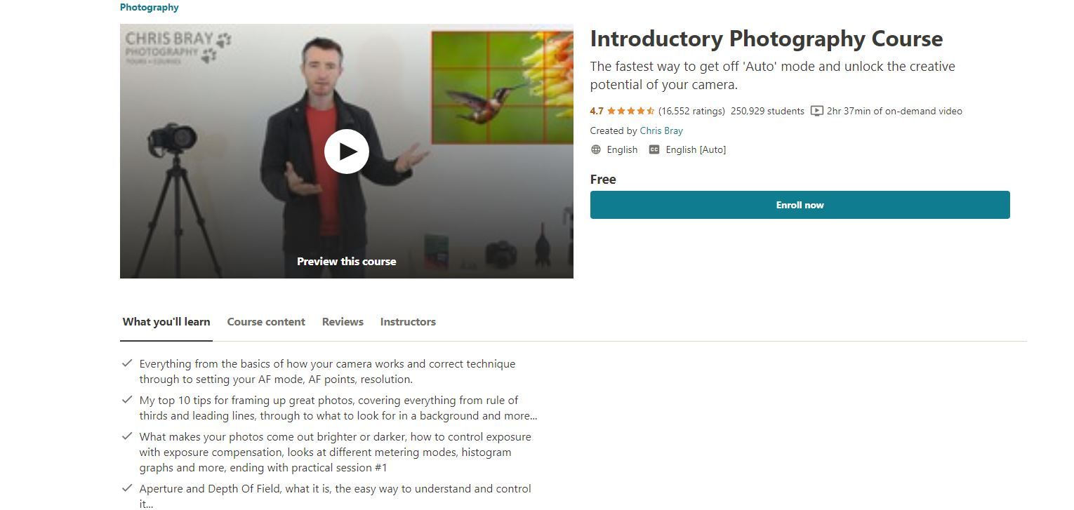 Udemy introduction to photography