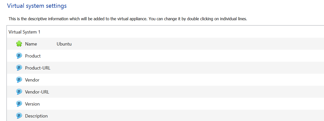 Describing VM exports