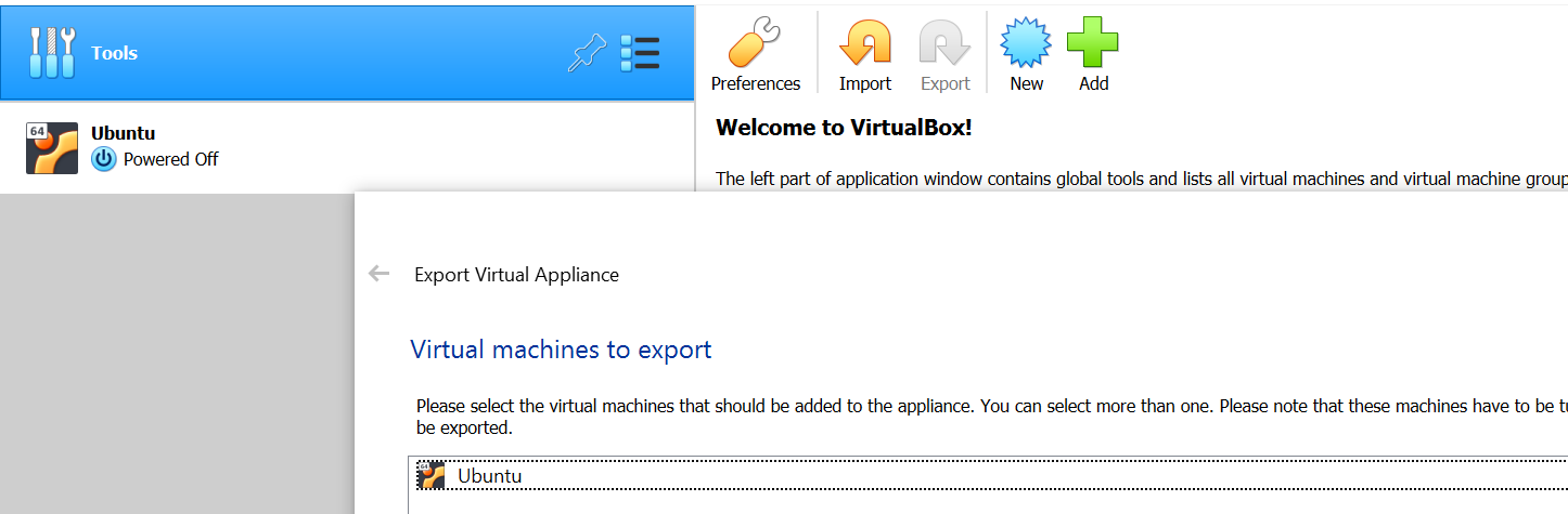 Exporting VM in VirtualBox