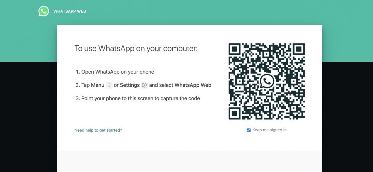 whatsapp web home page