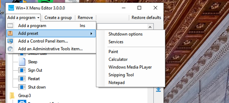 Power Menu Editor shutdown options