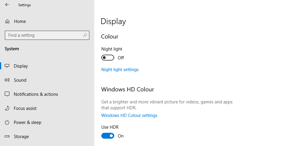 HD Color Settings Windows 10
