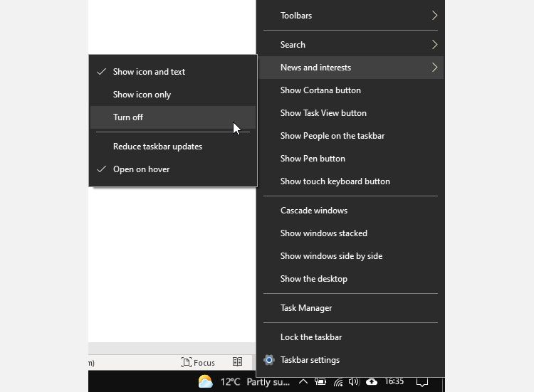 So greifen Sie auf den Windows 10 News & Interests-Feed zu und passen ihn an - windows 10 news and interest switch off feature