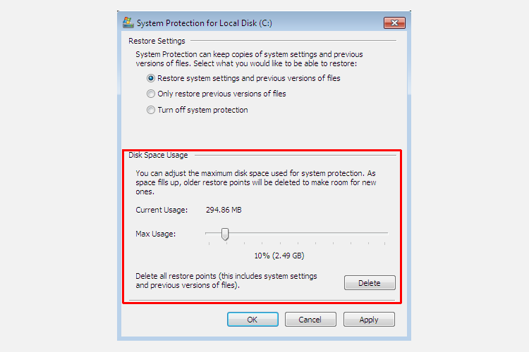 pengaturan file perlindungan sistem windows 7