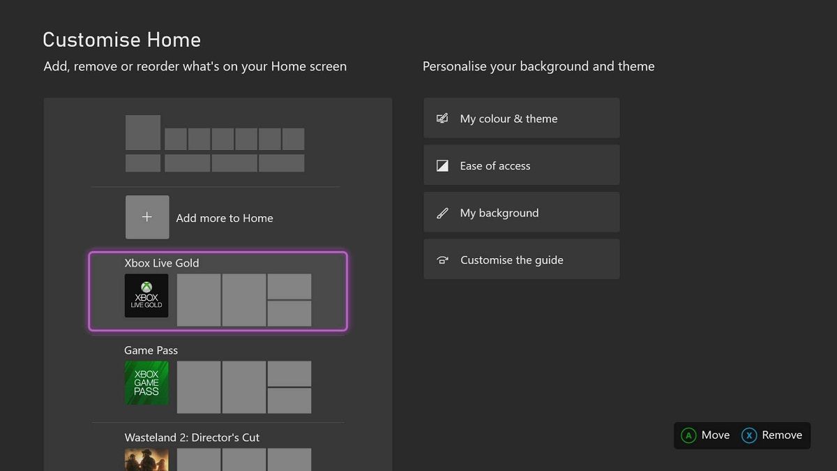 Xbox dashboard customization features