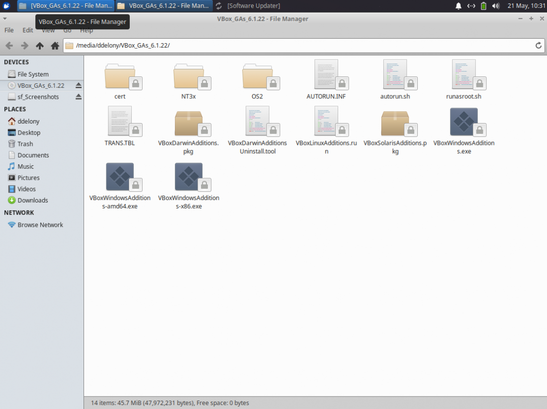 Xubuntu guest additions CD directory