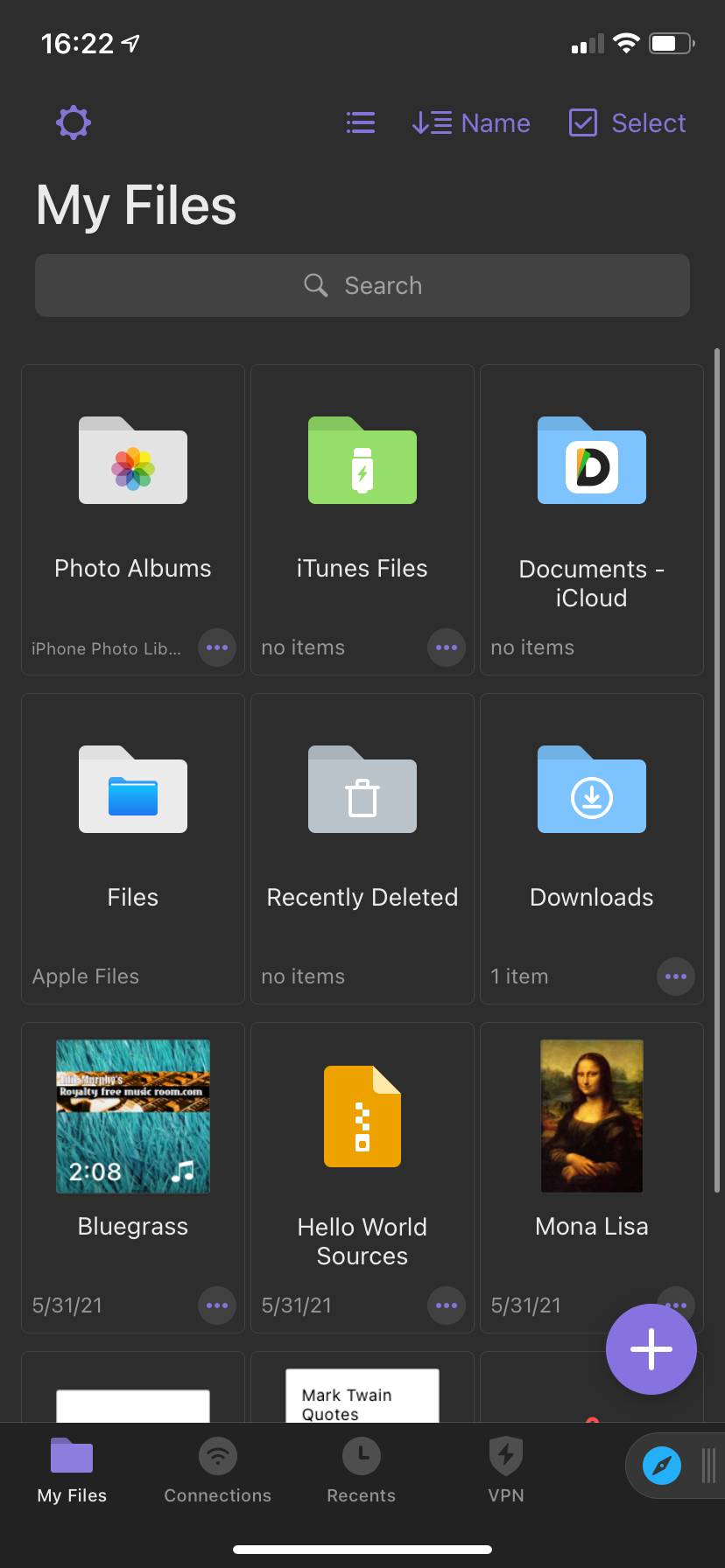 Documents iOS Main Screen